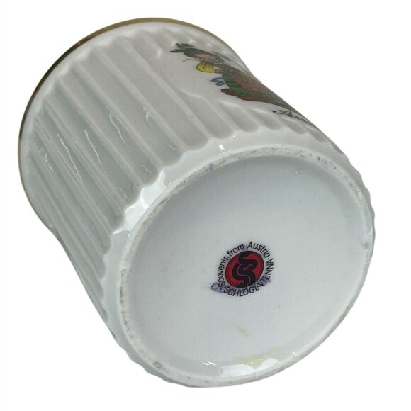 Souvenir Coffee Mug Schlogl Vienna Austria Boy Girl Design Fluted White Porcelai - Picture 5 of 11